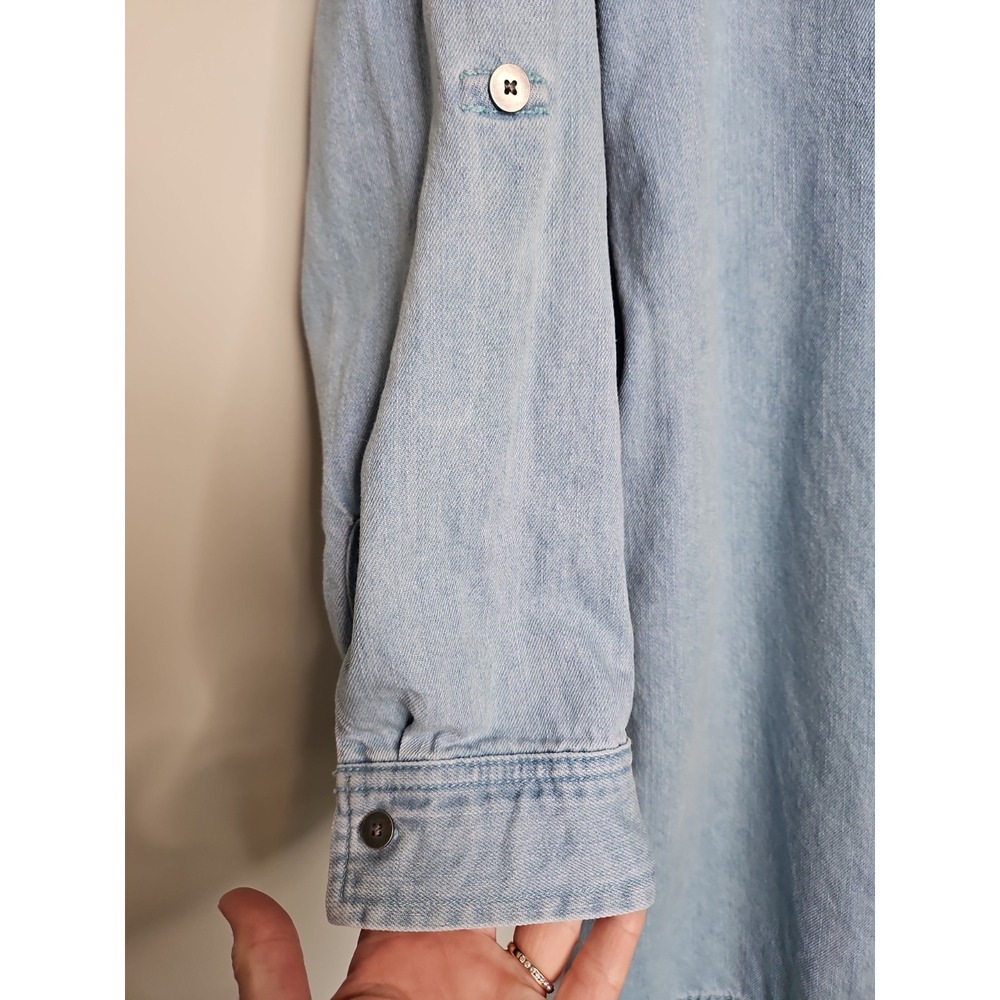 Time And Tru Denim Dress XL Blue Pockets Minimalist Cotton Basic Coastal Capsule - Picture 3 of 16